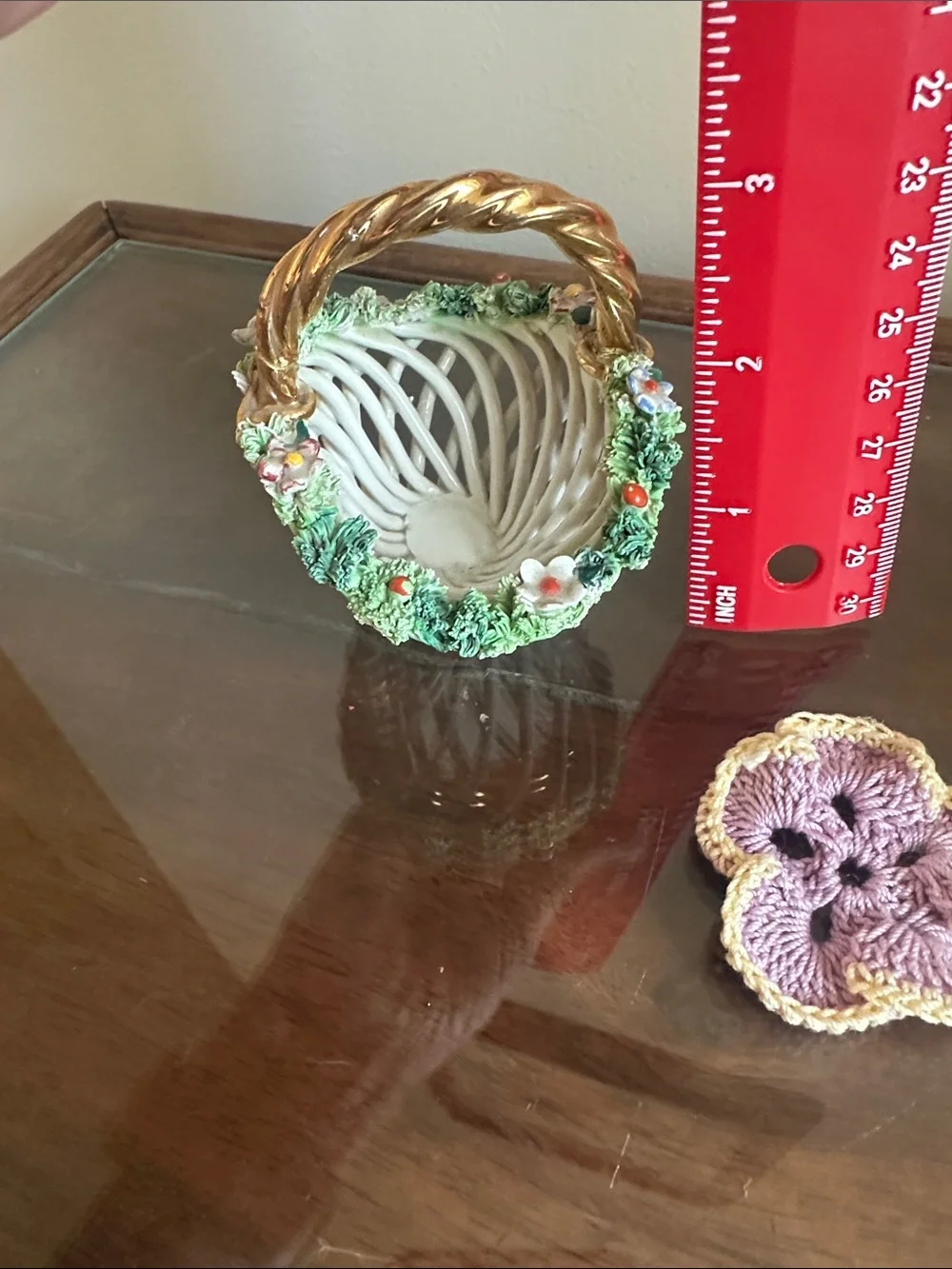 Vintage Italian Capodimonte Style Woven Porcelain Basket